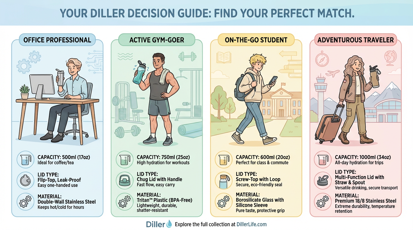 วิธีเลือกแก้วน้ำเก็บความเย็น Diller ให้เหมาะกับไลฟ์สไตล์ของคุณ