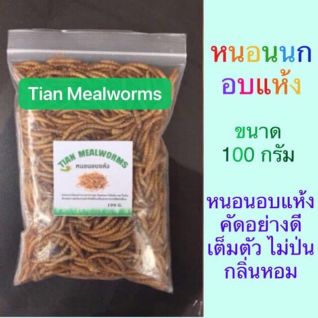 หนอนนกอบแห้ง โปรตีนสูง 100% สําหรับแฮมสเตอร์ เม่น กระรอก นก | Dried Mealworms [ZC Thai Pet]