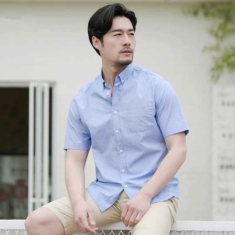 !!️ผ้าดีที่สุด!!️ เสื้อเชิ้ตคอปก ผ้าOxford สีพื้น หลายสี แขนสั้น รูปที่ 1