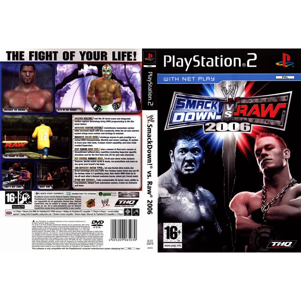 แผ่นเกมส์ PS2 WWE SmackDown! vs. Raw 2006 คุณภาพ ส่งไว (DVD)