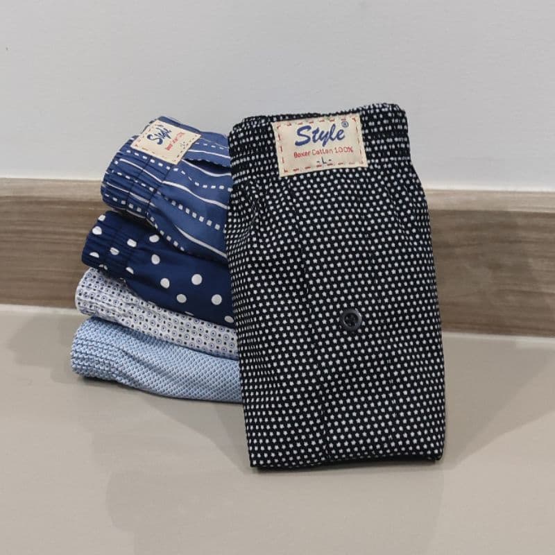 Boxer บ๊อกเซอร์ ทรงเกาหลี ไม่มีตะเข็บหลัง ผ้าเชิ้ต cotton ใส่สบาย แห้งไว รับประกัน (คละลาย) ไซส์ M, L, XL
