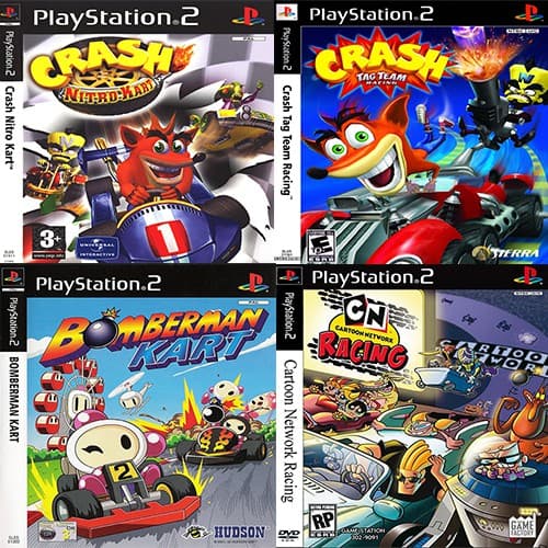 แผ่นเกมส์ PS2 (ส่งไว) เกมแนวขับรถแกล้งกันไล่ยิงกัน Kart Racing เล่นได้2คน