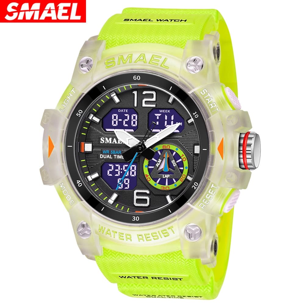 Smael 8007 นาฬิกาข้อมือดิจิทัล ควอตซ์ จับเวลา มีไฟ Led กันน้ํา สไตล์สปอร์ต สําหรับผู้ชาย นักเรียน