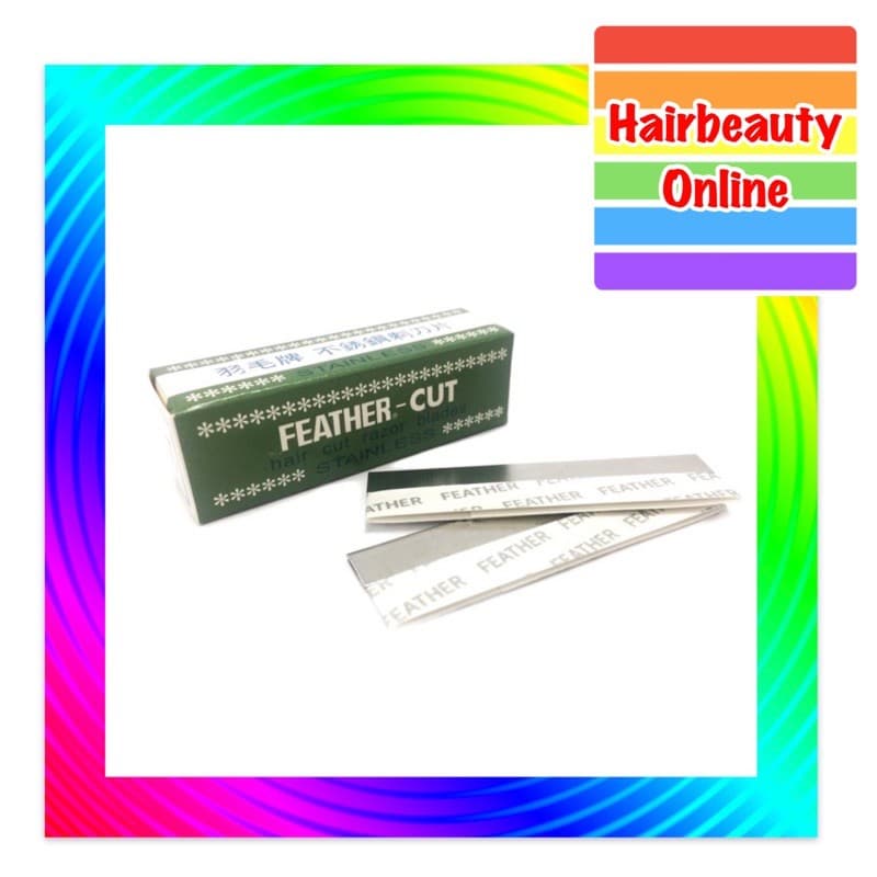 #ใบมีดโกนขนนก #FEATHER-CUT #ใบมีด1คม ของแท้ #กันคิ้ว(1กล่องเขียว12ใบ) รูปที่ 1