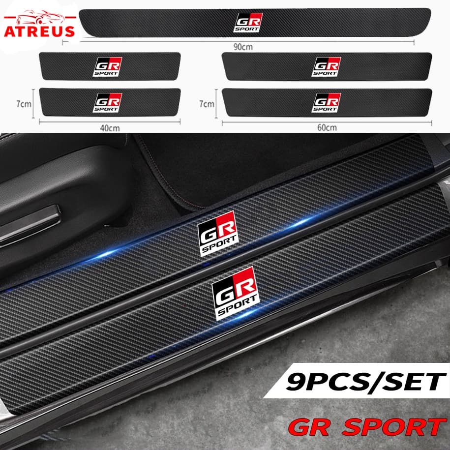 GR Sport สติกเกอร์คาร์บอนไฟเบอร์ ป้องกันรอยขีดข่วน สําหรับติดประตูรถยนต์ Avanza Rush Kijiang Innova Calya…