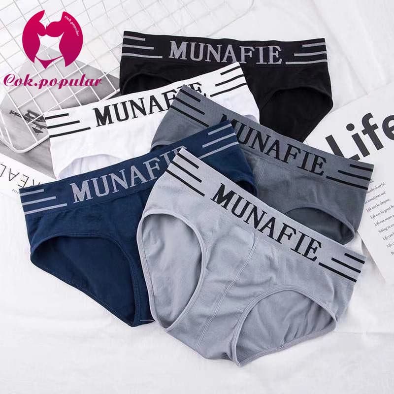 #071 ไม่มีถุง Boxerชาย แบรนด์Munafie ขอบตัดสี ผ้านิ่มใส่สบาย ไม่อึดอัด COK