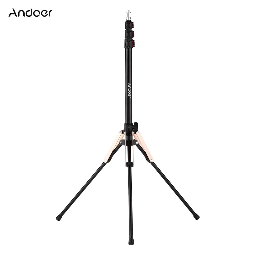 Andoer ขาตั้งไฟถ่ายภาพ อลูมิเนียมอัลลอย แบบพกพา พับได้ 3 ส่วน 190 ซม. 74.8 นิ้ว พร้อมสกรูเกลียว 1/4 นิ้ว