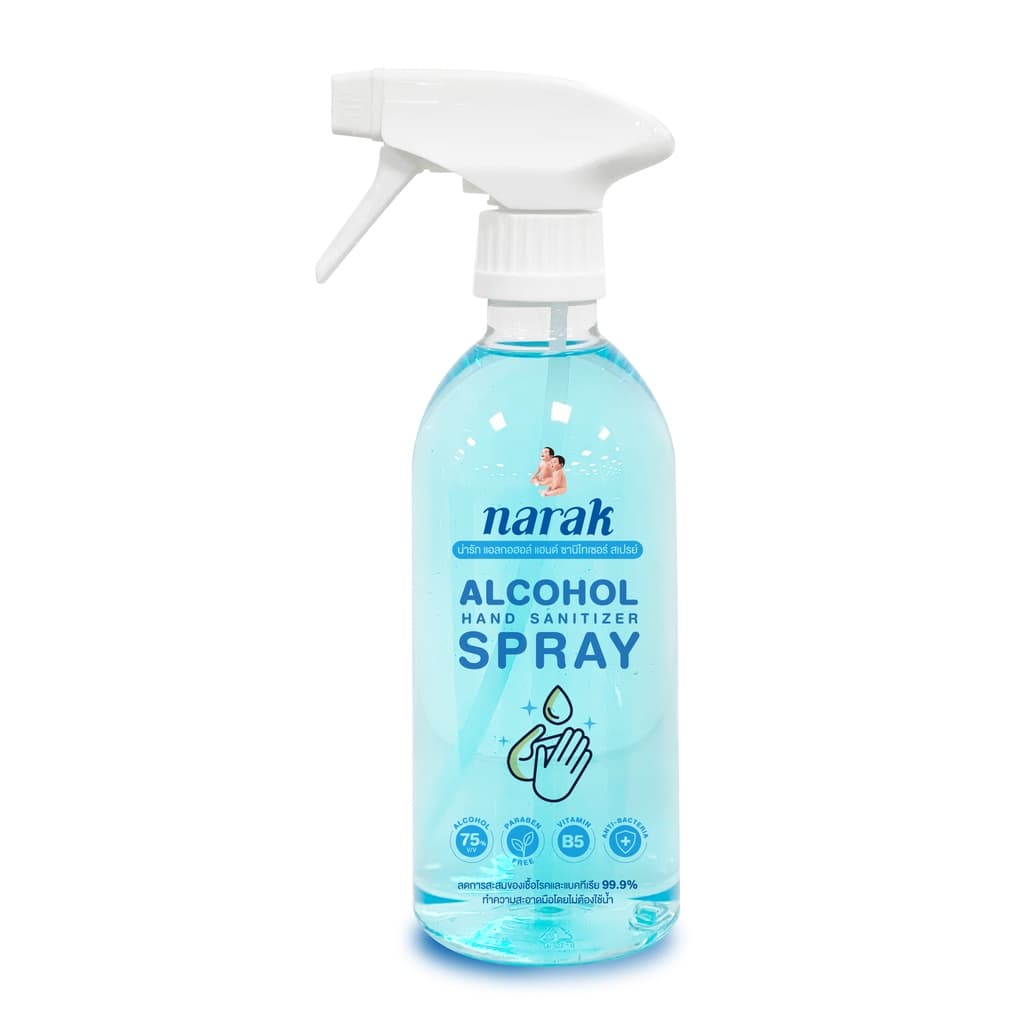 Narak น่ารักแอลกอฮอล์สเปรย์กลิ่น Floral (สีฟ้าใส) ชนิดน้ํา 500 มล.