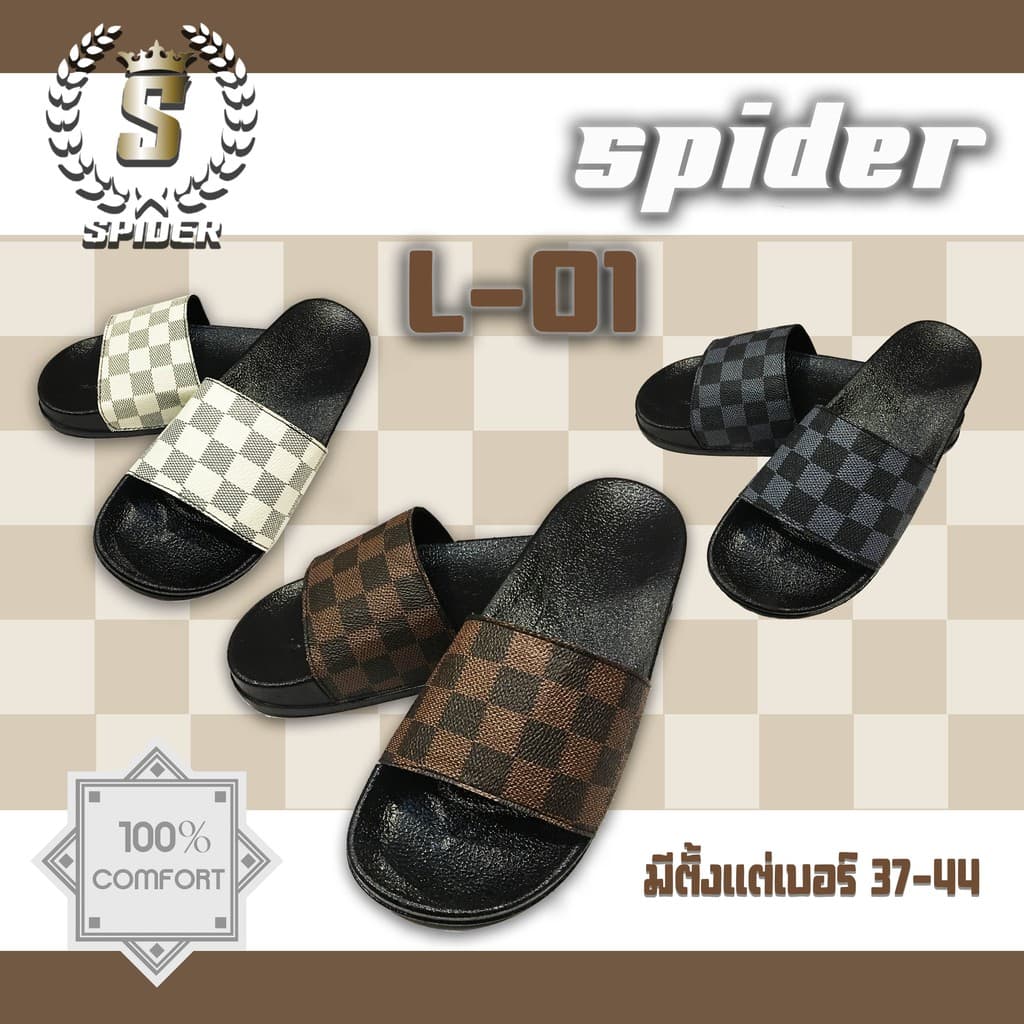 2.2 ลด 10% ใส่ MS30FEB รองเท้าแตะแบบสวม SPIDER รุ่น L01มี 3 สี ดํา, น้ําตาล, ครีมเบอร์ 37-44