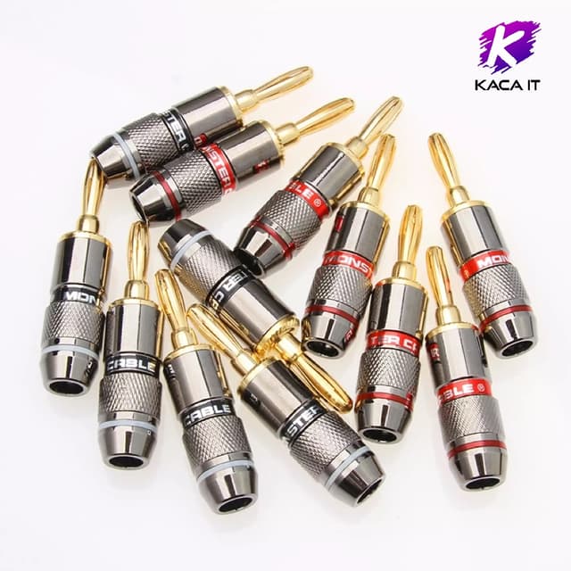 MONSTER 4 mm อะแดปเตอร์ลําโพงปลั๊กกล้วยทองแดง,ตัวเชื่อมต่อชุบทอง24K Gold Plated Audio Speaker Wire Cable…