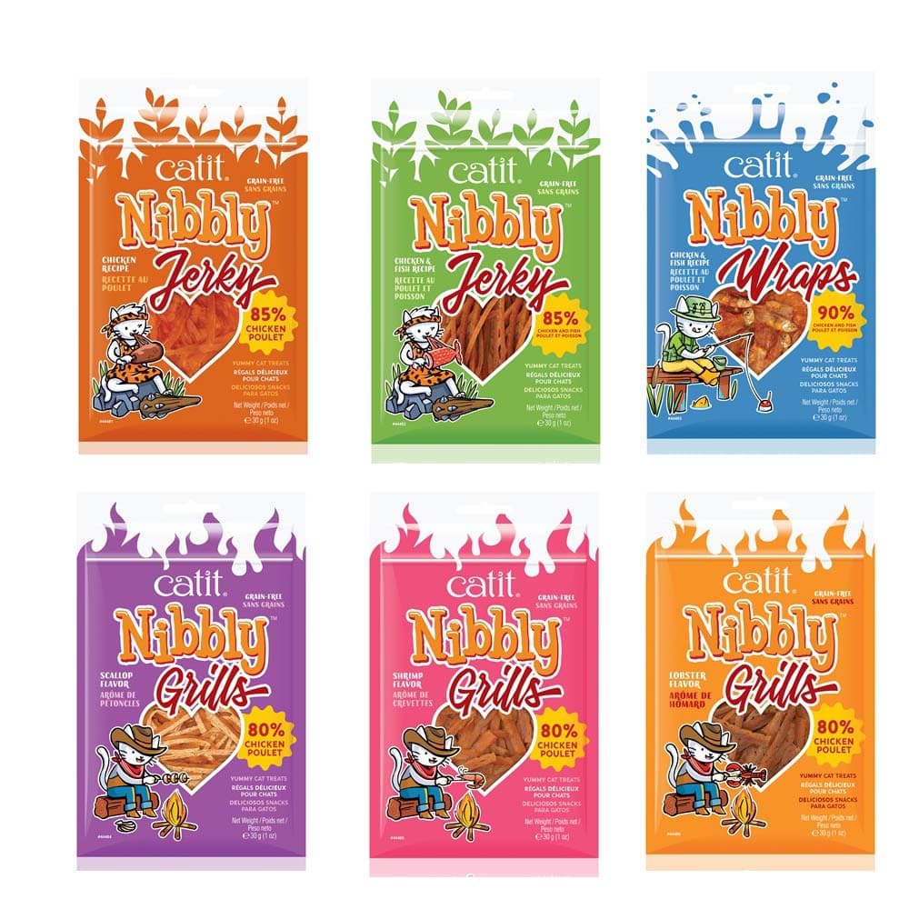 ขนมแมว ไ่ก่ฉีกเส้น Nibbly Treats คละรสชาติ (ผลิตจากเนื้อไก่แท้) Grain-Free สําหรับแมว