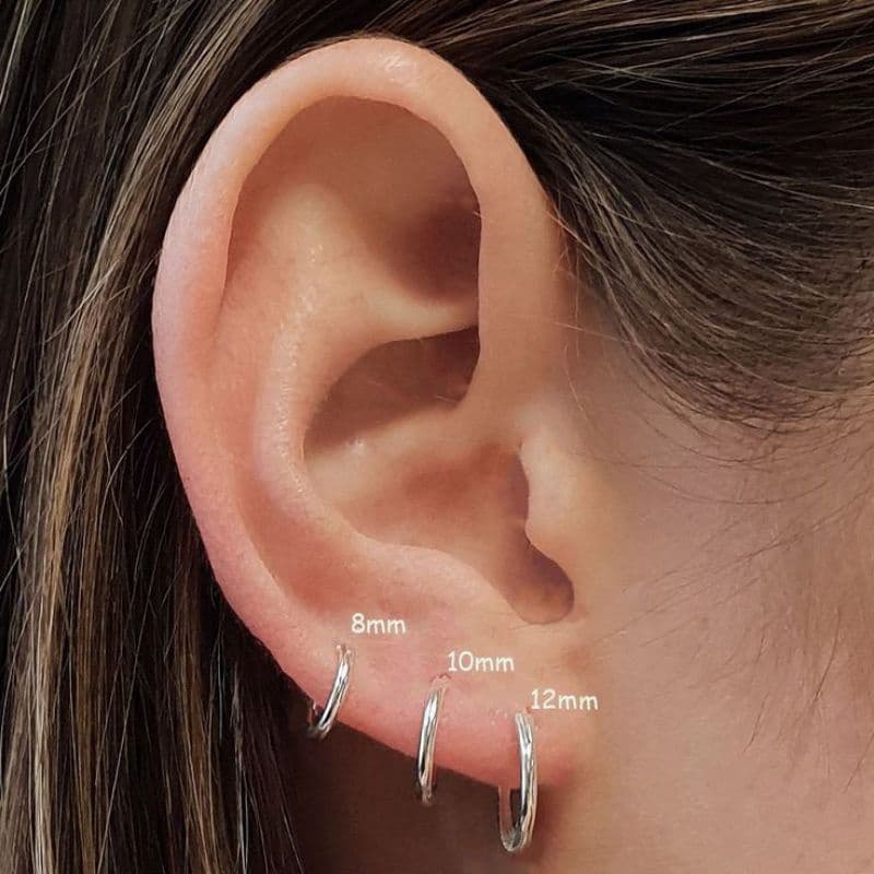 ต่างหูห่วงเงินแท้ Round Tube Hoop Earrings 92.5% (หลอด 1.2 มิลลิเมตร)