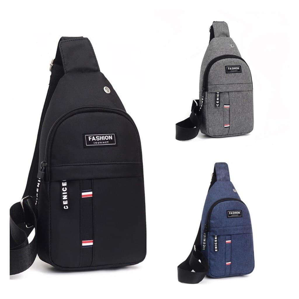 (ใส่โค้ดลดเพิ่ม MMS15BAG) กระเป๋าสะพายชาย คาดอก2ซิบ กระเป๋าคาดอกผู้ชาย ช่องเยอะ