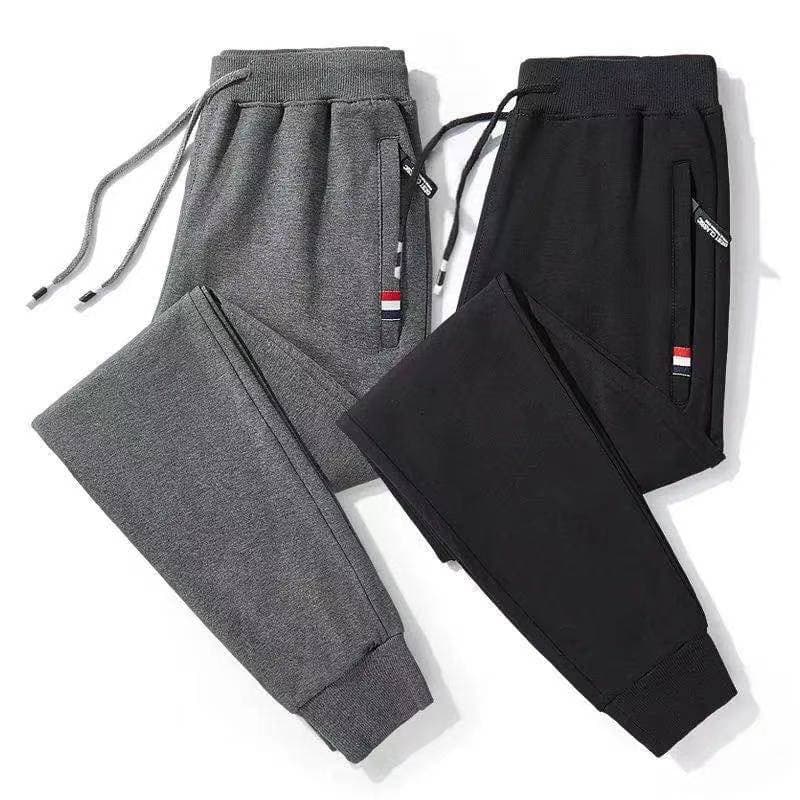 กางเกงกีฬาลําลองผู้ชาย M-5XL ไซส์ใหญ่กางเกงขายาวทรงหลวมสไตล์เกาหลีผ้าหนาเอวยางยืดมีกระเป๋าซิปคู่A19#
