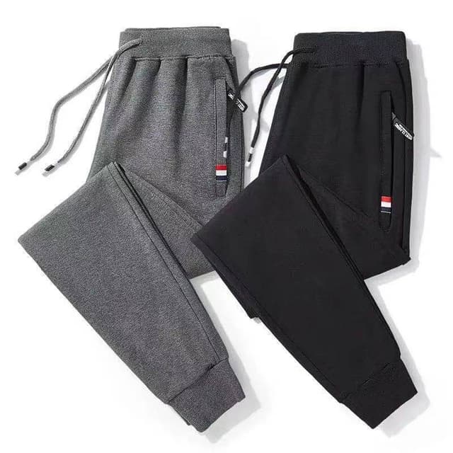 กางเกงกีฬาลําลองผู้ชาย M-5XL ไซส์ใหญ่กางเกงขายาวทรงหลวมสไตล์เกาหลีผ้าหนาเอวยางยืดมีกระเป๋าซิปคู่A19#