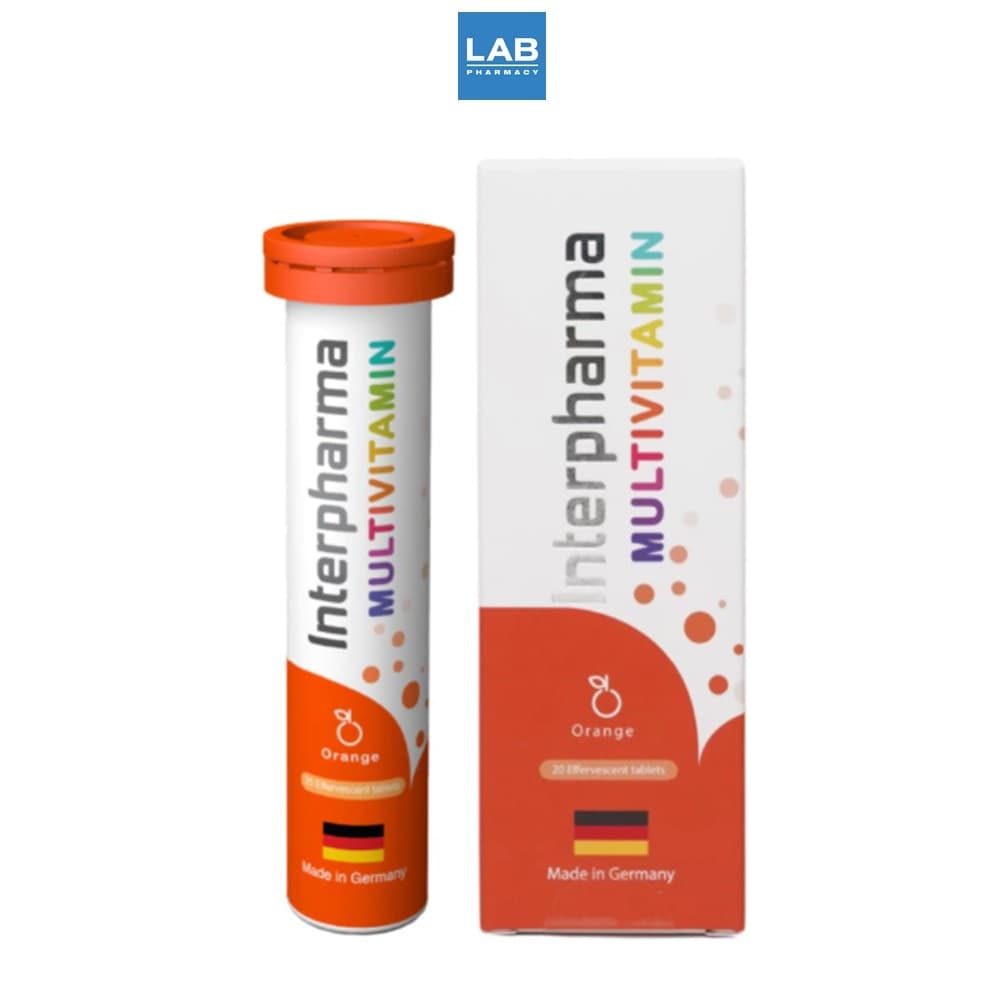 *[ซื้อ 1 แถม 1] Interpharma Multivitamin Orange 20s - วิตามินรวม รูปแบบเม็ดฟู่ละลายน้ํา 1 หลอด บรรจุ 20 เม็ด