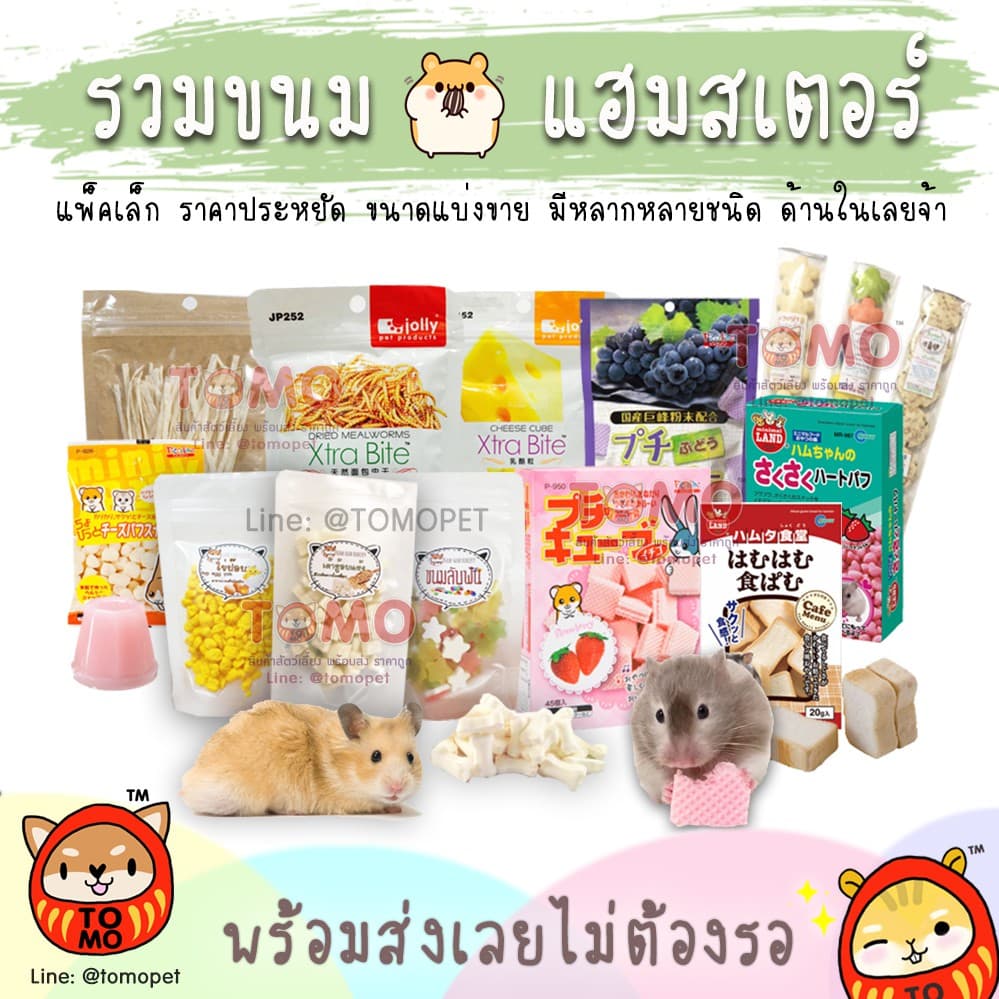 ร้านโทโมะ 💕 (ขั้นต่ํา 50บ⚠️) รวมขนมแฮมสเตอร์ ปลาเส้น ชีสก้อน หนอนอบ เต้าหู้อบ คุกกี้ ลับฟัน เวเฟอร์ ขนมปัง…