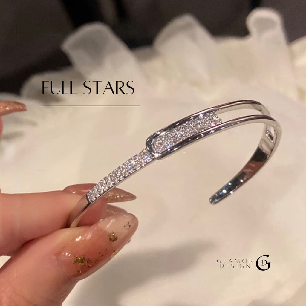 GLAMOR พร้อมส่ง กําไลเพชร Full Stars กําไลเงินแท้ กําไลแฟชั่น กําไลข้อมือผู้หญิง กําไลข้อมือเพชร