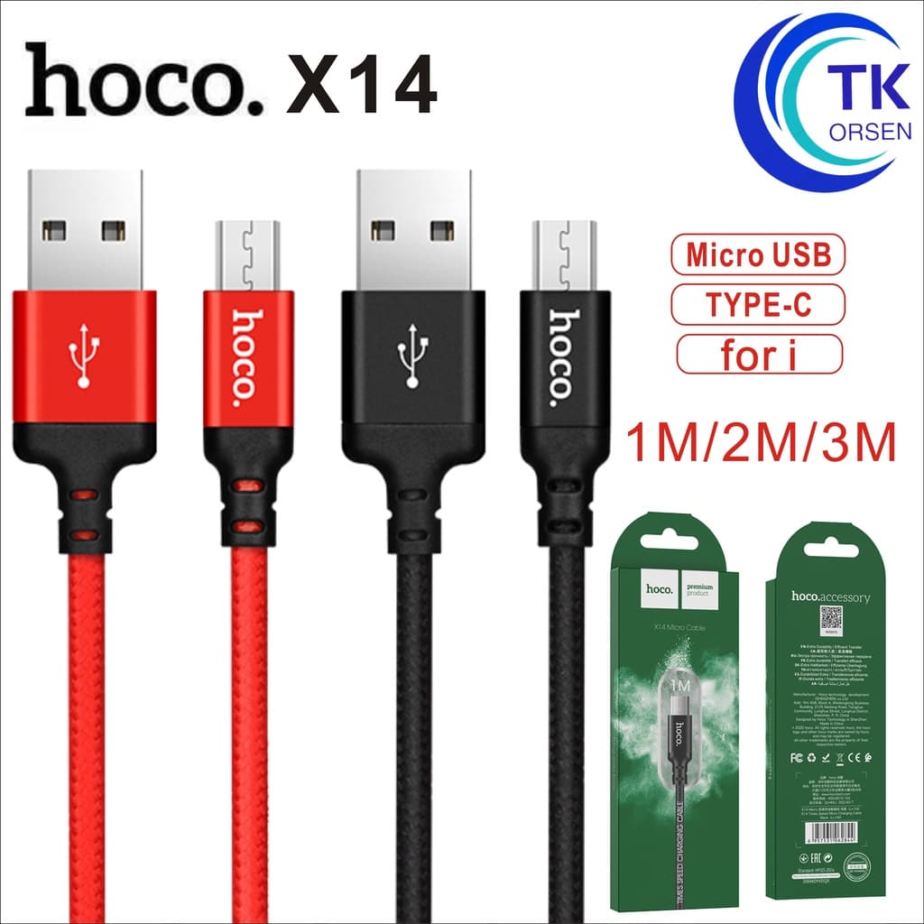 สายชาร์จยาว 1เมตร/2เมตร/3เมตร Hoco X14 Time Speed Charger สําหรับ L/Samsung/Micro USB / Type C