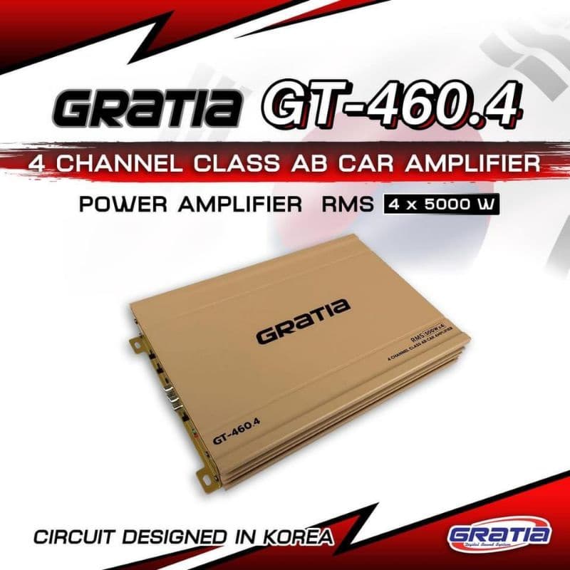 เเพาเวอร์แอมป์ CLASS AB ขับกลางแหลม 4ch GT-460.4 5000 W งานแบนGRATIA ขับกลางแหลมเสียงชัดใสไม่แตกพร่า…