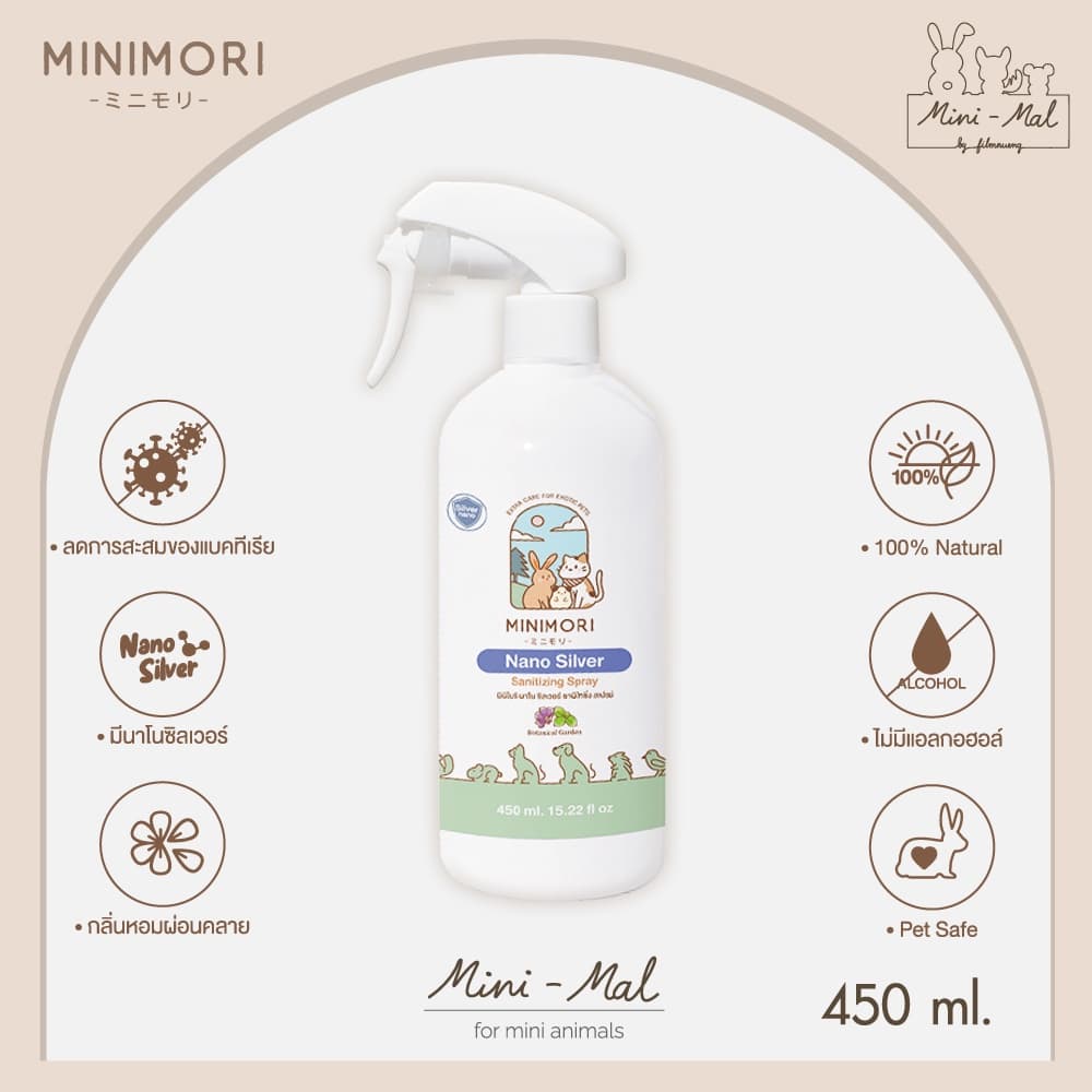 MiniMori Nano Silver Sanitizing Spray สเปรย์ทําความสะอาดและฆ่าเชื้อโรคอเนกประสงค์ ไม่ต้องล้างออก…