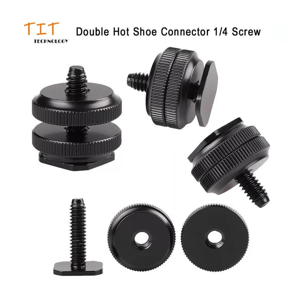Double Hot shoe connector 1/4 camera screw hot shoe boots adapter ตัวเชื่อมต่อรองเท้าร้อน…