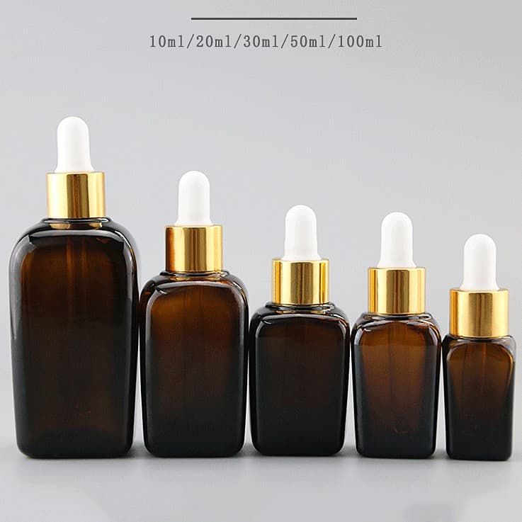 10/15/20/30/50/100ml ขวดสี่เหลี่ยมขวดแก้วสีชาขวดแก้วสีน้ําตาลแบบหยด จุกแบบดรอปเปอร์dropperขวดเติมขวดเซรั่มขวดเ… รูปที่ 1
