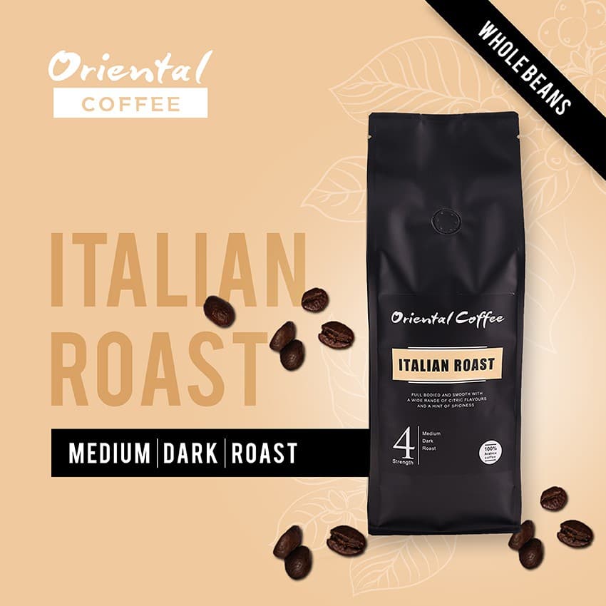 Italian Roast กาแฟอราบิก้า 100% คั่วกลางเข้ม เบอร์ 4 ขนาด 500กรัมSingle Origin กาแฟแม่จันใต้ หอมเข้ม