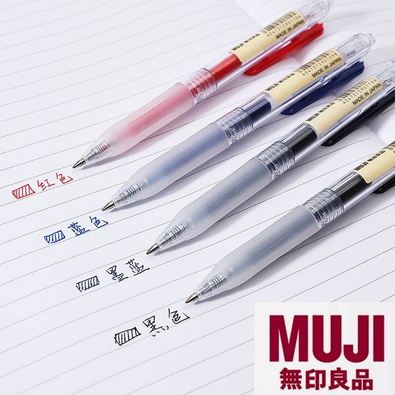 Muji ไส้ปากกาเจล สีดํา น้ําเงิน สีแดง ขนาด 0.5/0.38 มม.