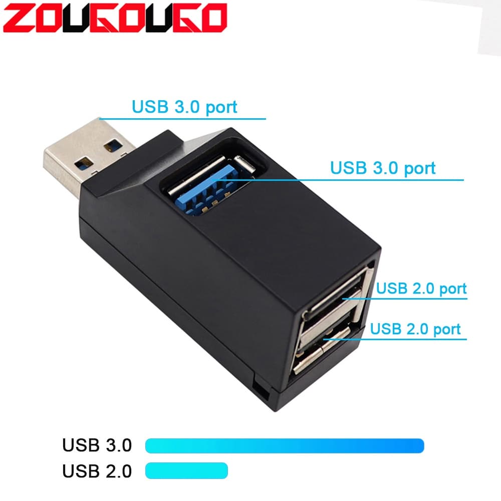 อะแดปเตอร์ฮับ USB 3.0 Mini 3 พอร์ต ความเร็วสูง 5Gbps แบบพกพา สําหรับแล็ปท็อป คอมพิวเตอร์