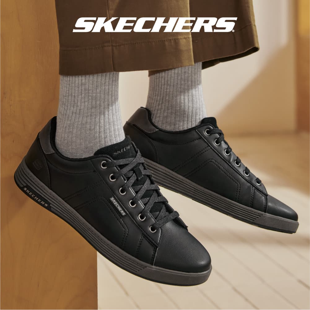 Skechers สเก็ตเชอร์ส รองเท้าผู้ชาย Men Cavell Usa Street Wear Shoes - 210946-BLK - Air-Cooled Memory Foam