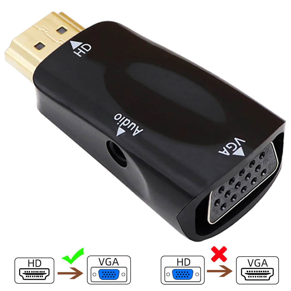 อะแดปเตอร์ HDMI เป็น VGA พร้อมสายสัญญาณเสียง ชุบทอง 1080P HDMI เป็น VGA สําหรับ PC TV Xbox แล็ปท็อป…