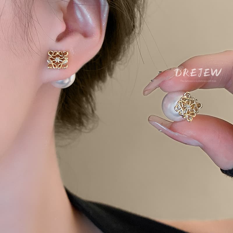 DREJEW ต่างหูเข็มเงิน ชุบไฟฟ้า ประดับมุก หรูหรา สไตล์ฝรั่งเศส ระดับไฮเอนด์ แฟชั่นสําหรับผู้หญิง