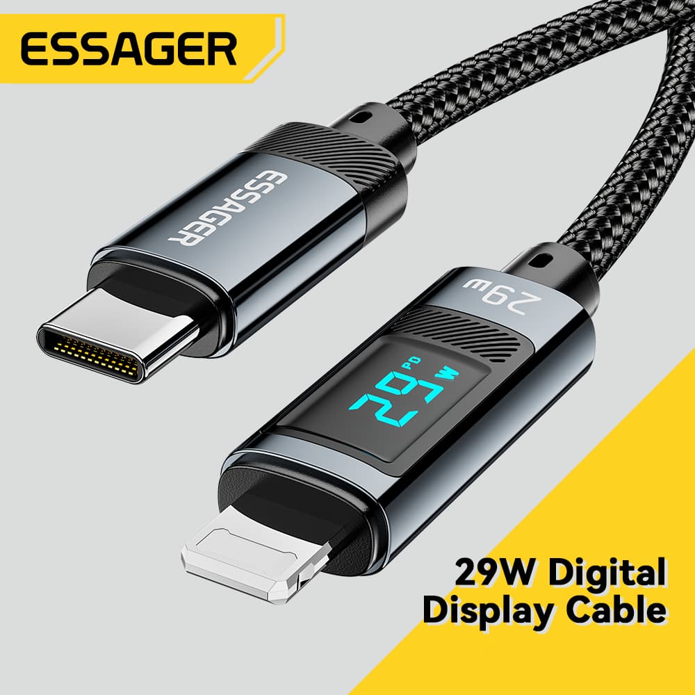 Essager สายชาร์จ Type C เป็น L 29W หน้าจอดิจิทัล ชาร์จเร็ว สําหรับ IP 15