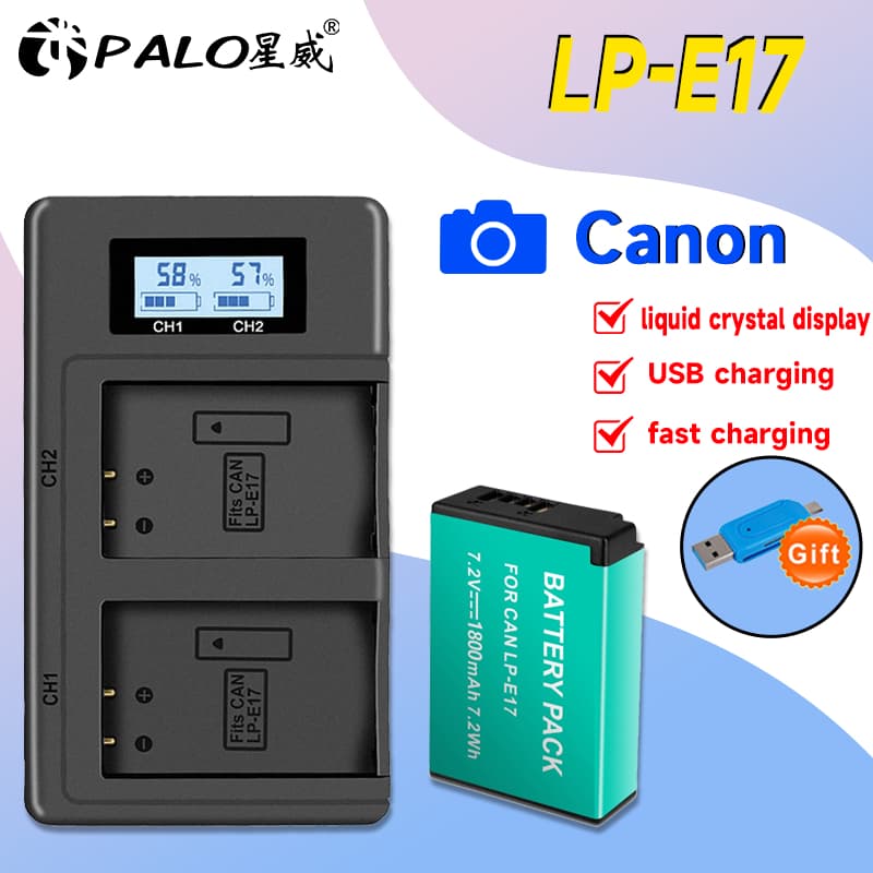 Palo แบตเตอรี่กล้อง LP-E17 LP E17 พร้อมที่ชาร์จ LCD สําหรับ Canon EOS R8 R10 R50 R100 250D M3 M5 M6 750D 760D…