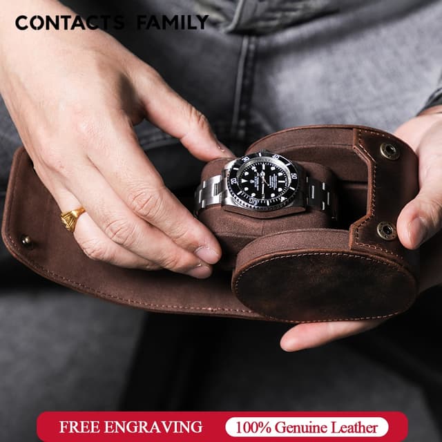CONTACTS FAMILY กล่องเคสหนังวัวแท้ หรูหรา สําหรับใส่จัดเก็บเครื่องประดับ นาฬิกาข้อมือ เหมาะกับการพกพาเดินทาง…