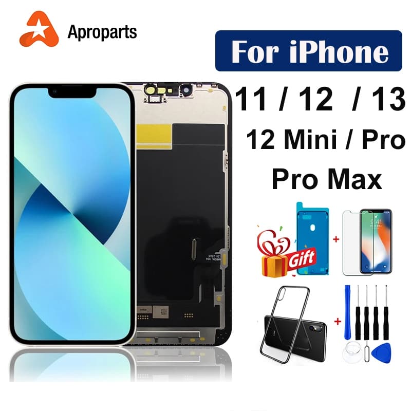 หน้าจอด้านบนสําหรับ iPhone 11 12 13 14 15 Pro X XR XS Max Mini Plus จอแสดงผล LCD 3D Touch Panel Digitizer… รูปที่ 1