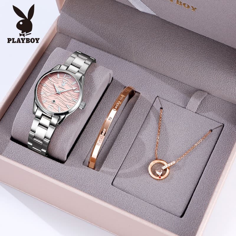 PlayBoy นาฬิกา ข้อมือ ผู้หญิง แฟชั่น watch 100% นาฬิกาข้อมือกันน้ําได้ หญิง ควอตซ์ สายสเตนเลส ทอง แนวโน้ม…