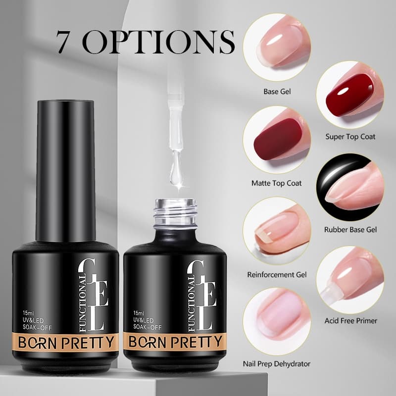 Born Pretty Function Gel Super Top Coat โปร่งใส Soak Off Nail Art Varnish Base Matte 15ml
