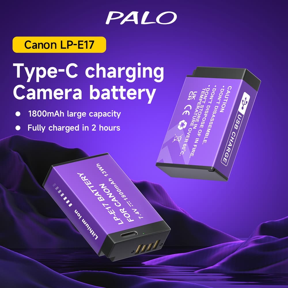 Palo แบตเตอรี่กล้อง LP-E17 1800mAh ชาร์จ USB สําหรับ Canon EOS 200D 750D 760D 8000D 9000D M5 M6 R8 R10 R50…