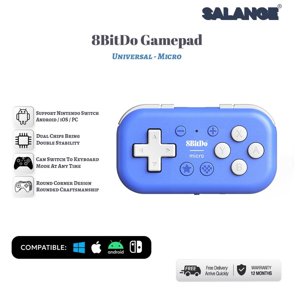 Salange 8BitDo ตัวควบคุมไมโครบลูทูธ มินิเกมแพดขนาดพกพาสําหรับสวิตช์, Android และ Raspberry Pi…
