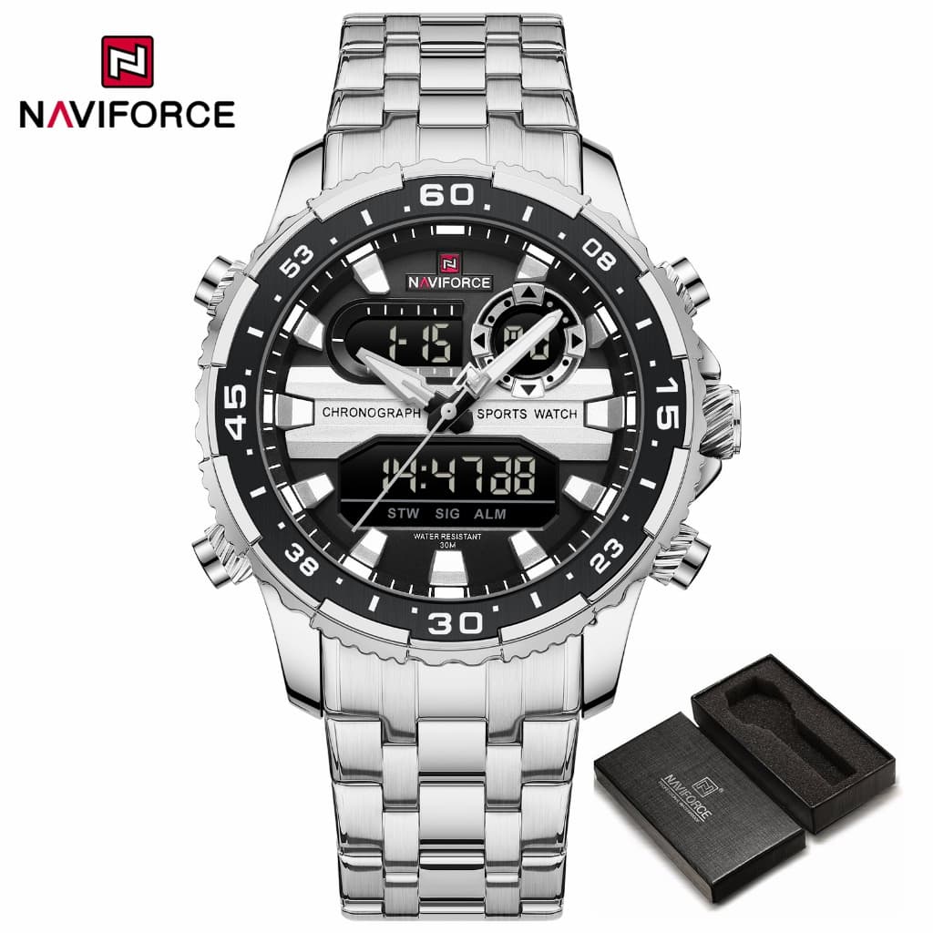 Naviforce แบรนด ์ หรูกันน ้ ําดิจิตอลทหารควอตซ ์ นาฬิกาข ้ อมือสําหรับชาย 9234 รูปที่ 1