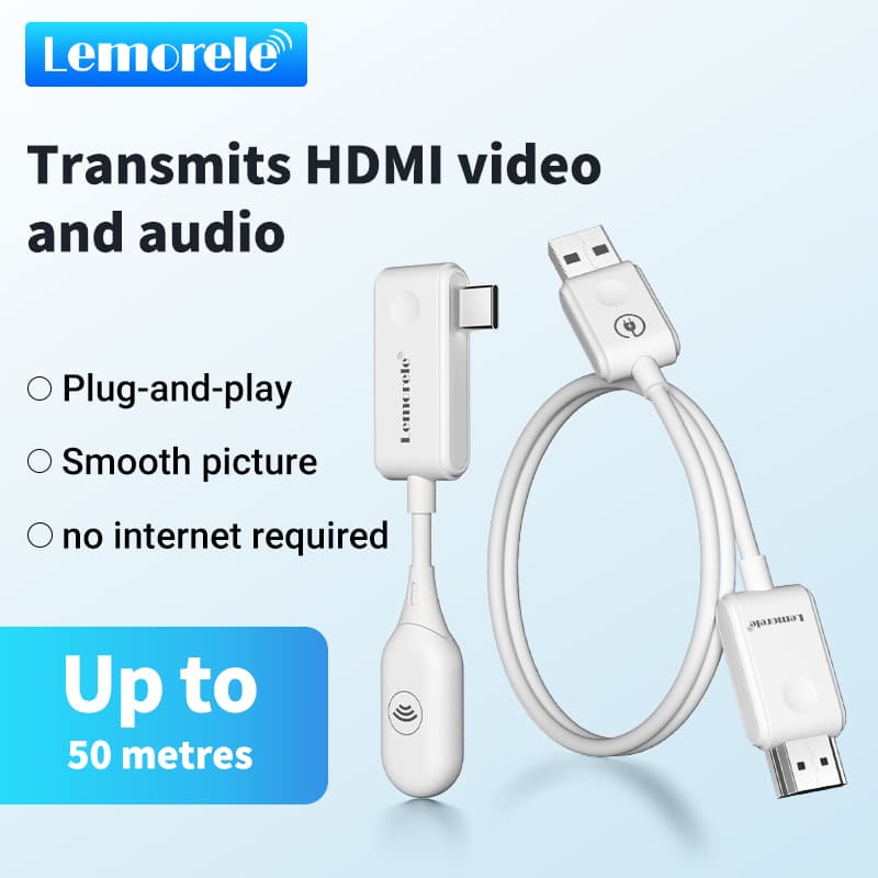 Lemorele P10 HDMI Wireless Transmitter Receiver การแชร์หน้าจอไร้สาย HD Screen Projector 1080P 60HZ 50M…