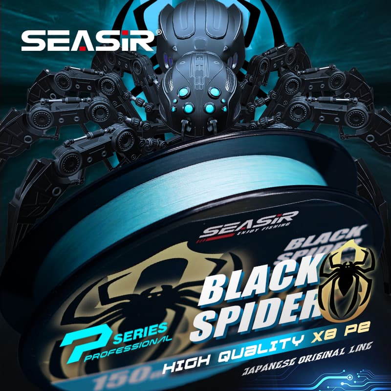 Seasir P-Series Black Spider x8 สายตกปลา Pe ถัก Ice Blue 8 Strands Pe ตกปลาสายหลัก 150M 16-40Lb… รูปที่ 1