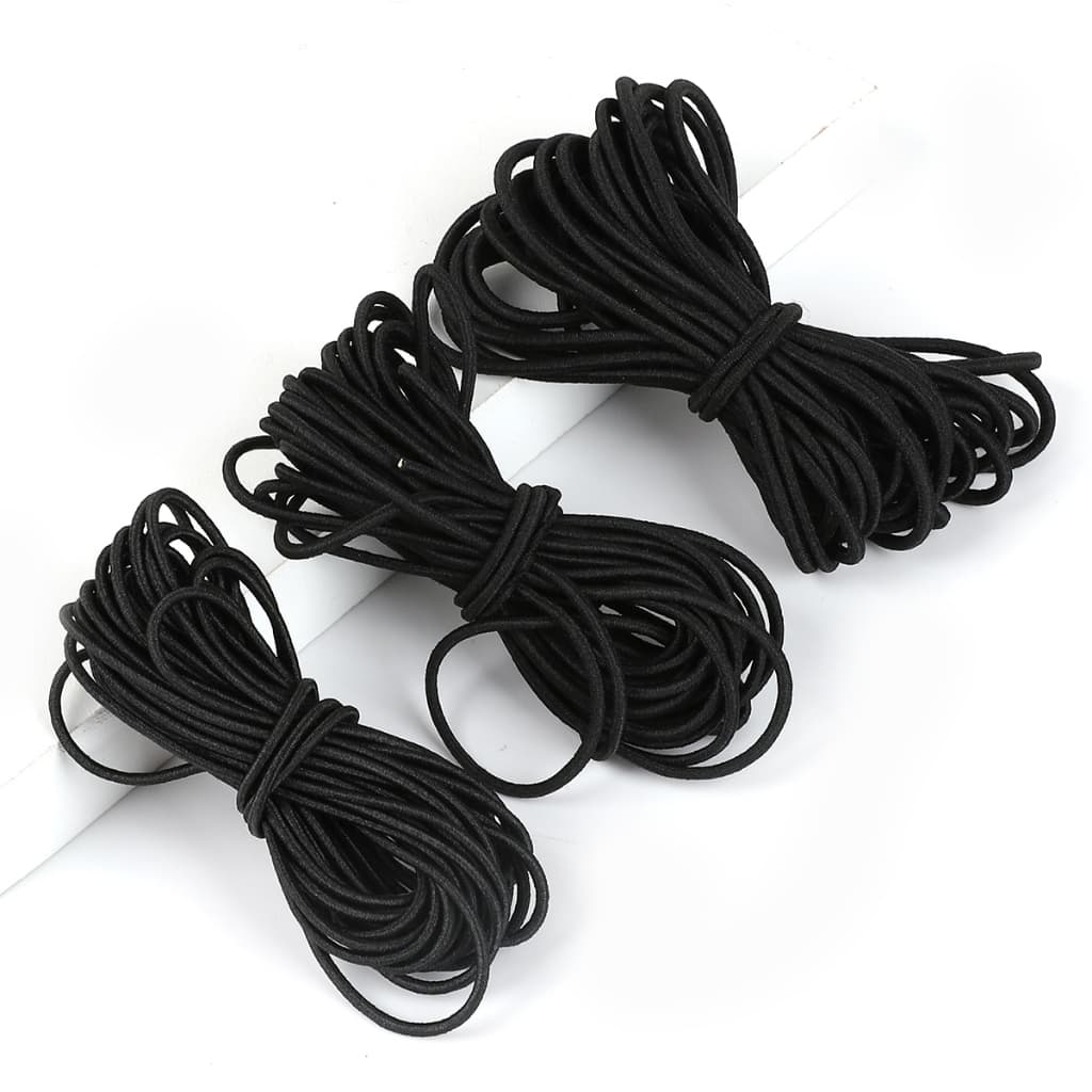 เชือกยืดยางดําคุณภาพสูง 1-5mm (ยาว 2 เมตร) สําหรับร้อยสร้อยข้อมือ สร้อยคอ DIY และทํายางรัดผม