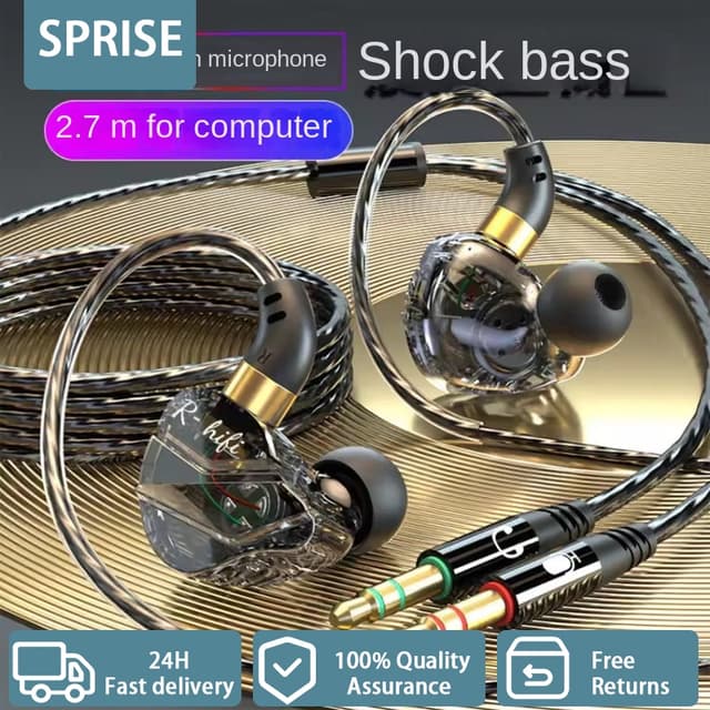 Sprise M35 เบสหูฟังแบบมีสายพร้อมไมโครโฟนตัดเสียงรบกวน HiFi PC ชุดหูฟังเดสก์ท็อปหูฟัง Universal Dual 3.5…