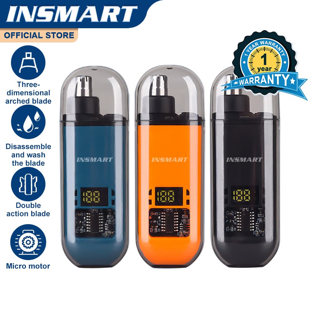 INSMART เครื่องเล็มขนจมูกไฟฟ้า การออกแบบแบบพกพา เครื่องเล็มขนจมูกขนาดเล็กแบบไม่เจ็บปวดกันน้ํา