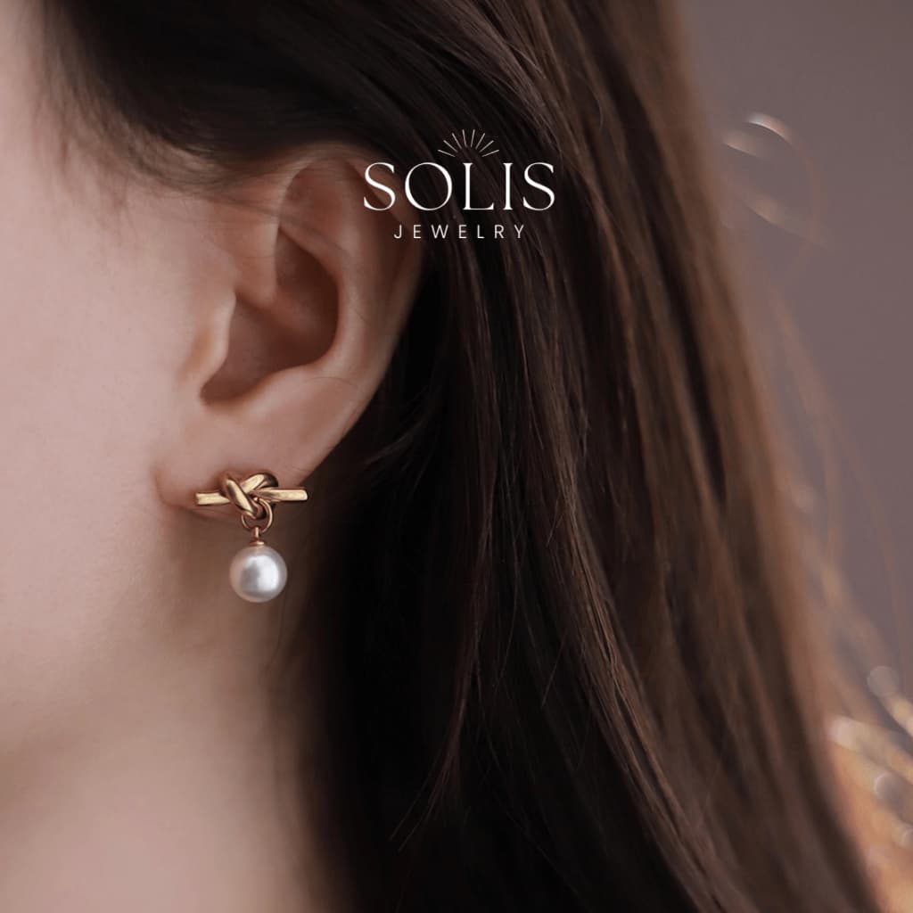 ต่างหูPearl Stud Dangle กันน้ําและไม่อักเสบสําหรับผู้หญิง ER378