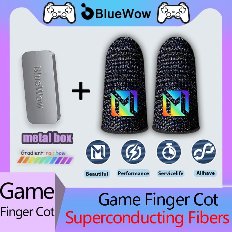 Bluewow MLBBปลอกนิ้วสําหรับเล่นเกม, ถุงมือนิ้ว, เข้ากันได้กับเกมมือถือทั้งหมด, MLBB, PUBG, CODM