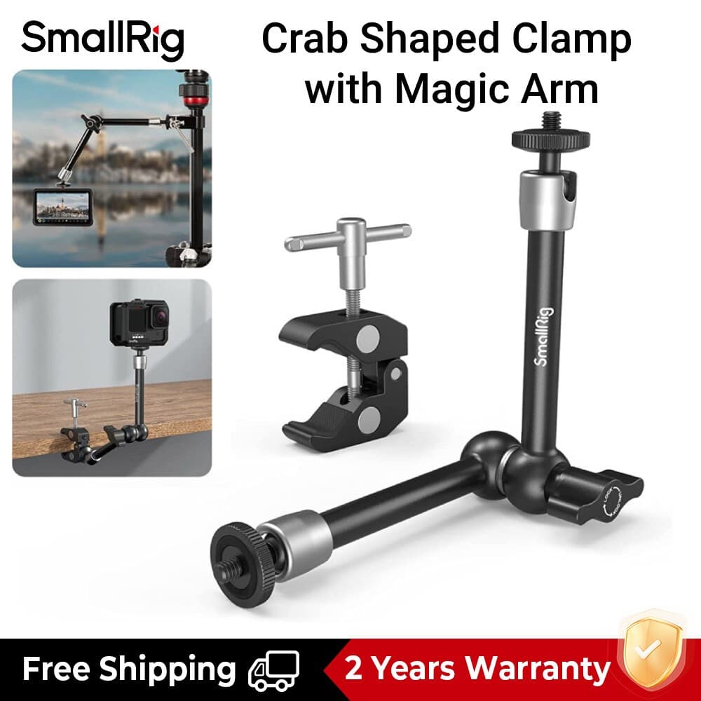 Smallrig แคลมป์หนีบ พร้อมเกลียว 1/4 นิ้ว และ 3/8 นิ้ว และแขนปรับแรงเสียดทานได้ 9.5 นิ้ว พร้อมสกรูเกลียว 1/4… รูปที่ 1